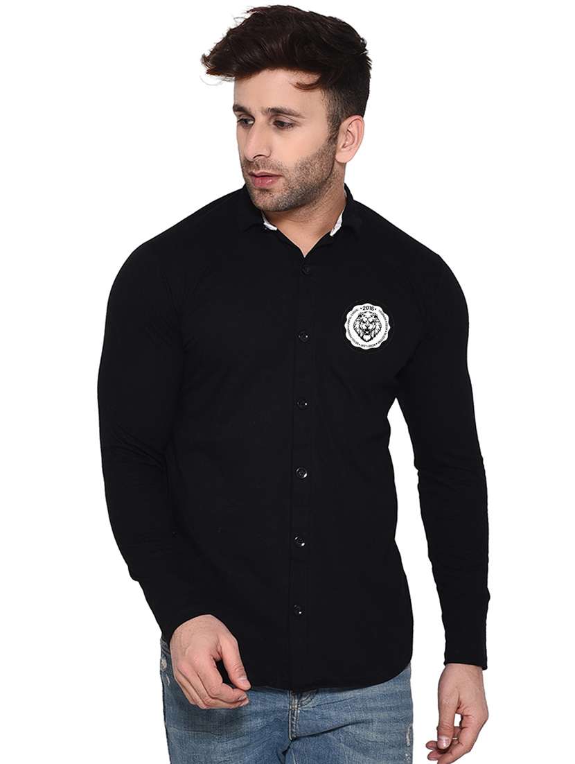 men placement print cotton shirt