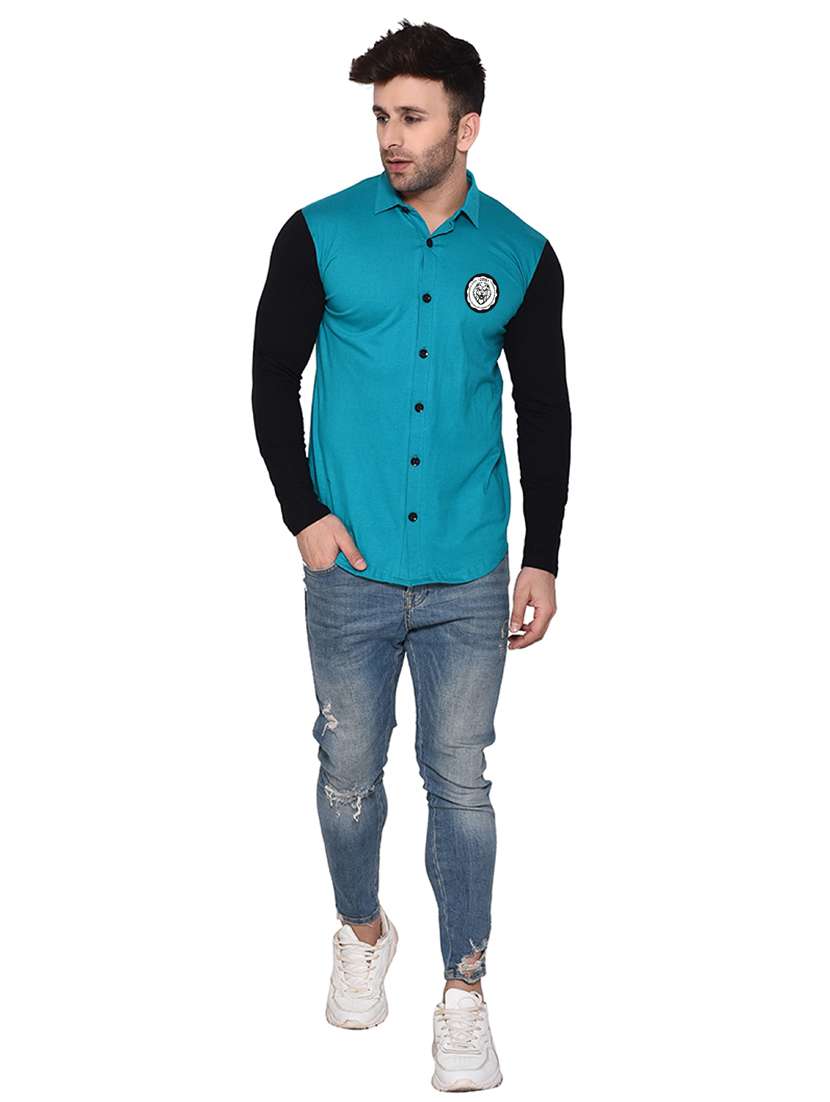men color block cotton casual shirt - 20840723 - Standard Image - 3