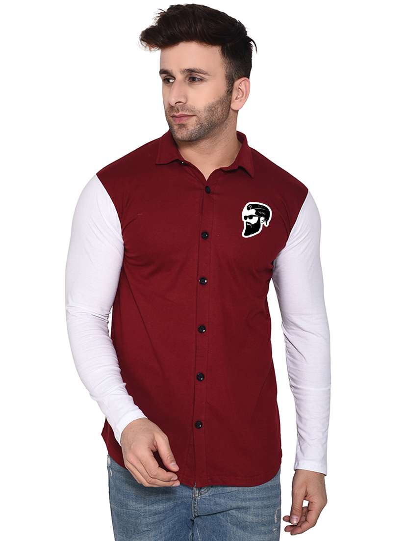 men color block cotton casual shirt