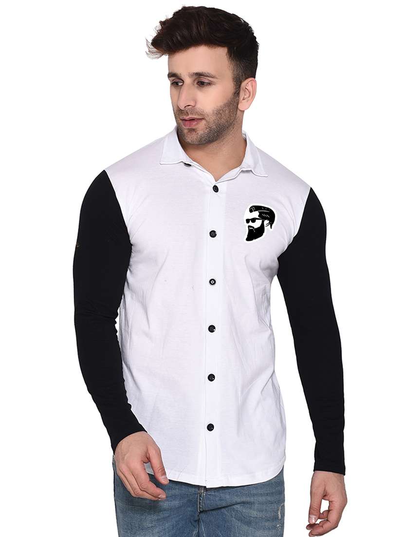 men color block cotton casual shirt