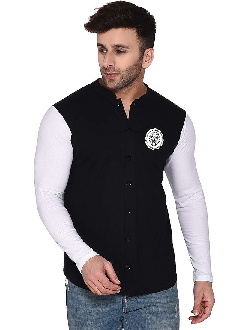 men color block cotton casual shirt