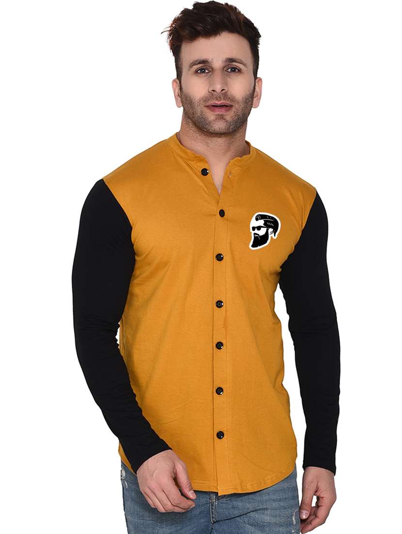 men color block cotton casual shirt