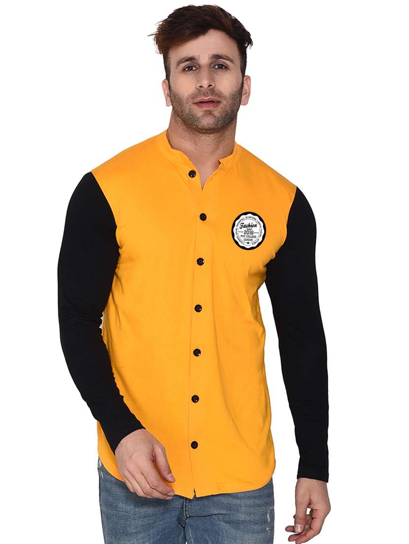 men color block cotton casual shirt