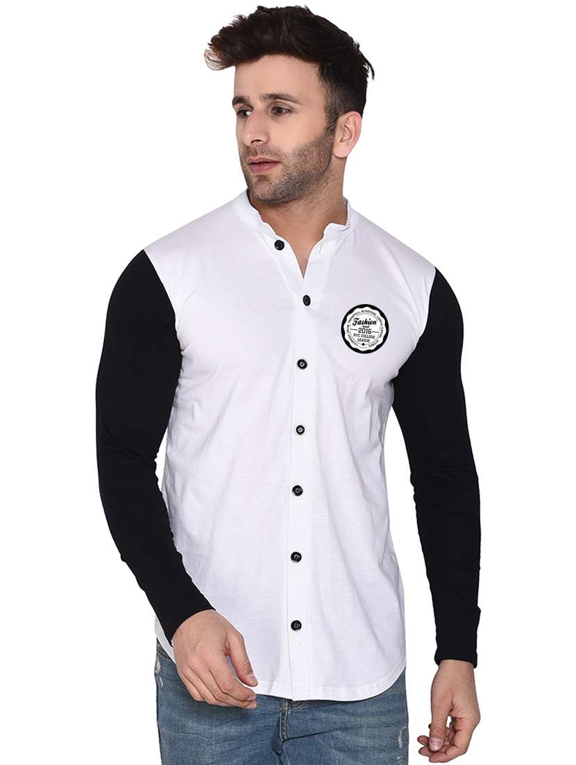 men color block cotton casual shirt