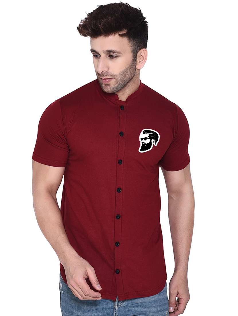 men mandarin neck casual shirt