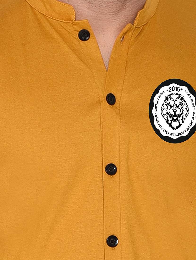 men mandarin neck placement printed casual shirt - 20840792 -  Standard Image - 3