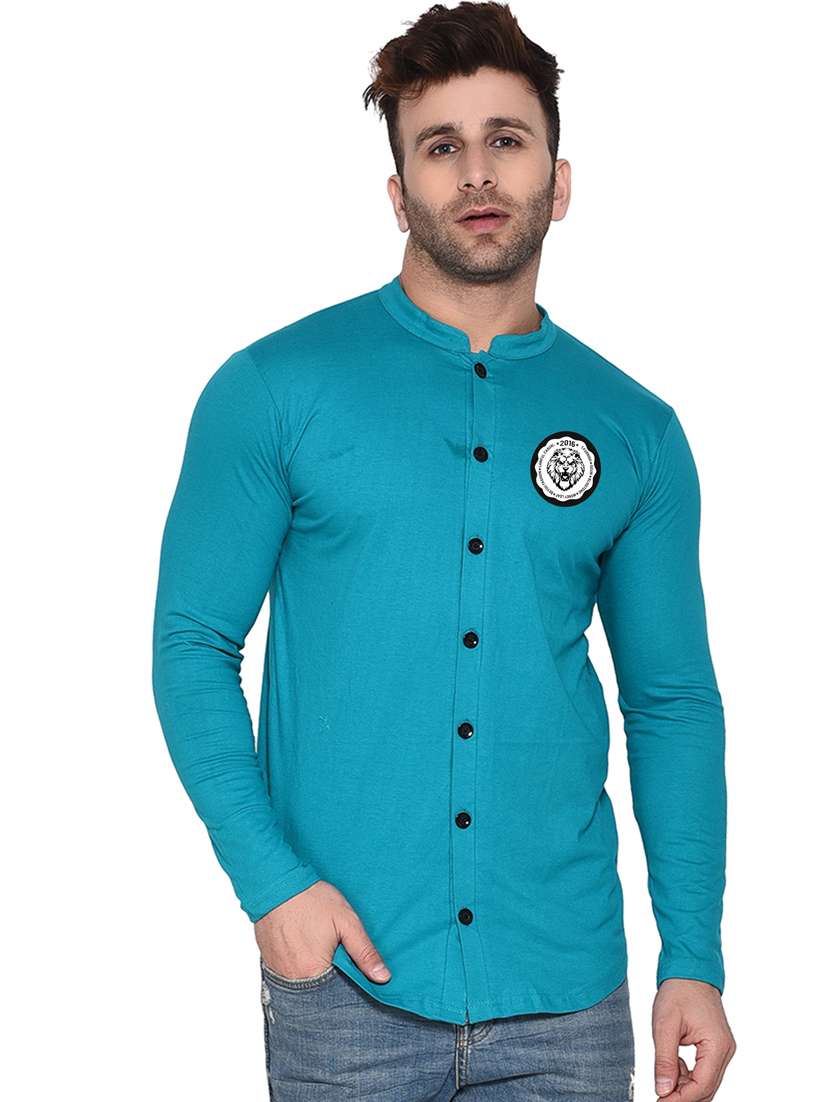 men mandarin neck casual shirt