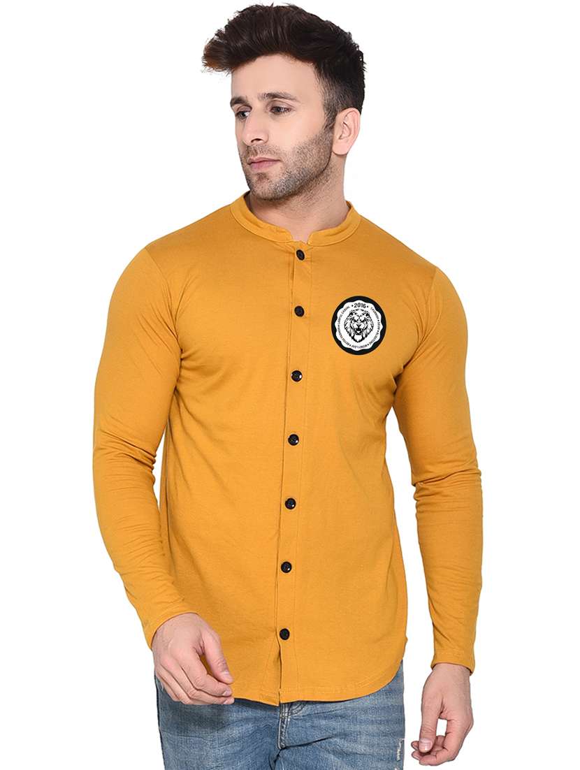 men placement print cotton shirt