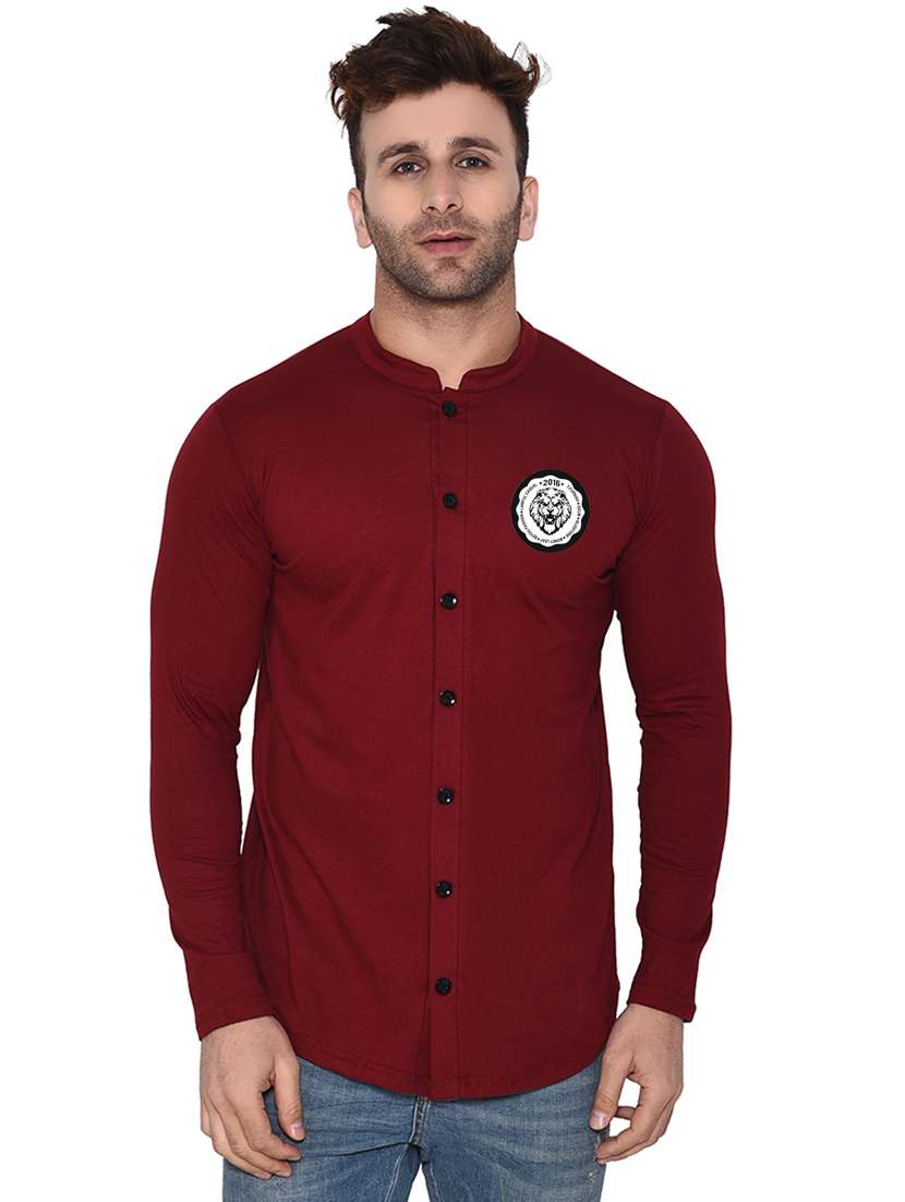men mandarin neck casual shirt