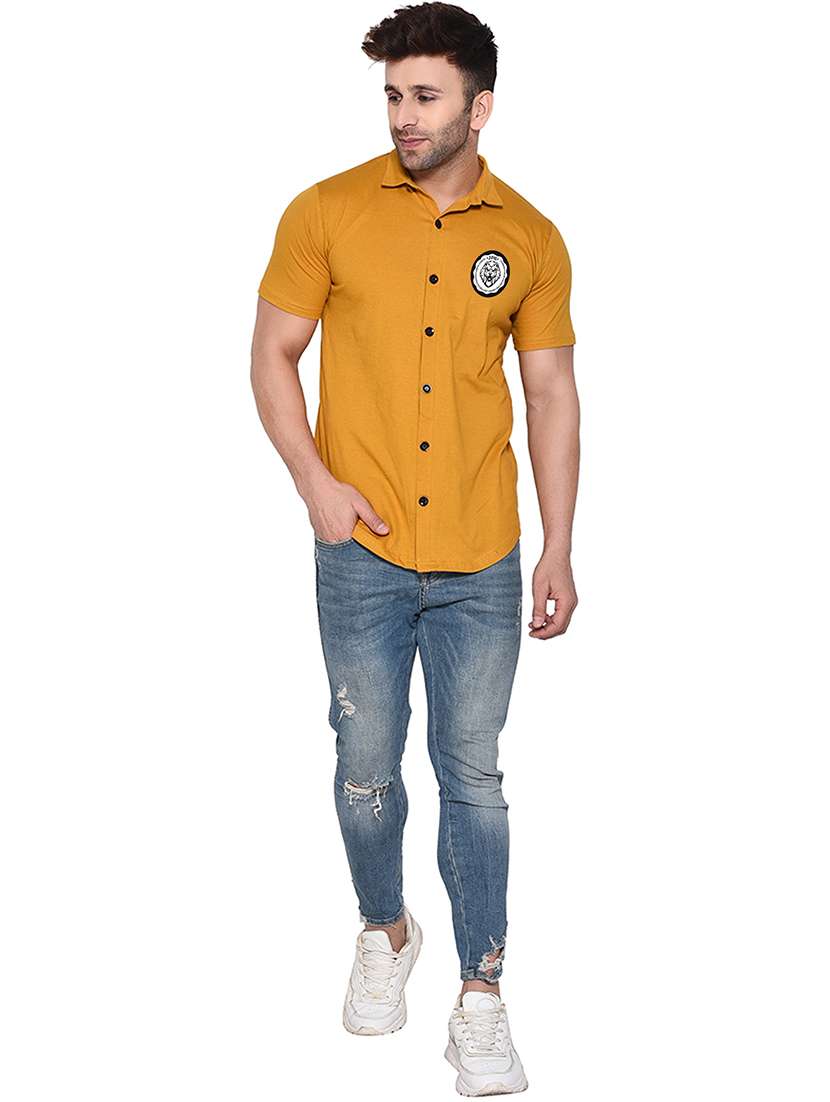 men collared placement printed casual shirt - 20840833 -  Standard Image - 3