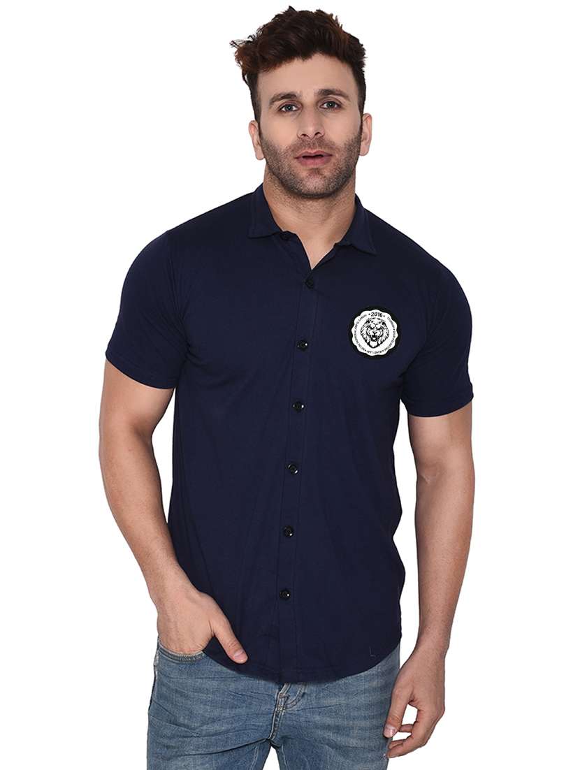 men placement print cotton shirt