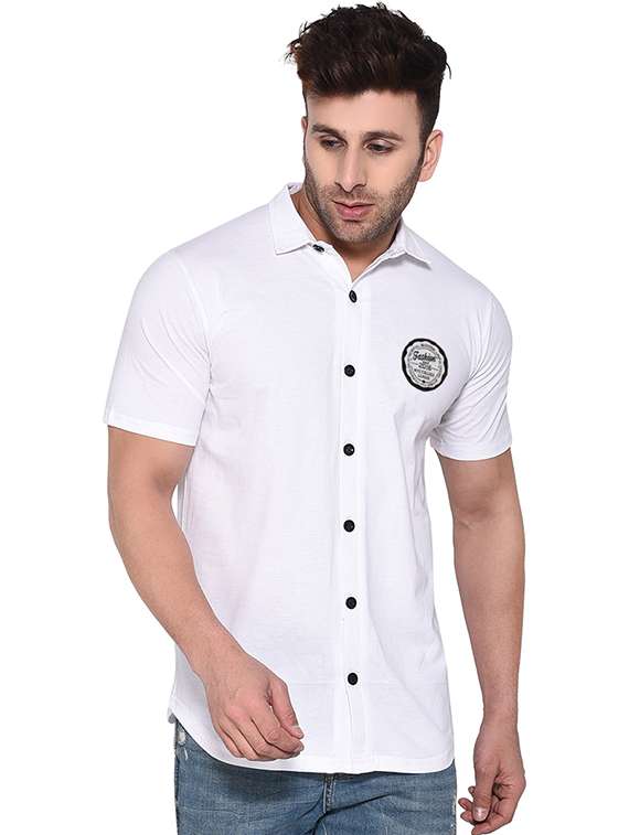 men collared placement printed casual shirt