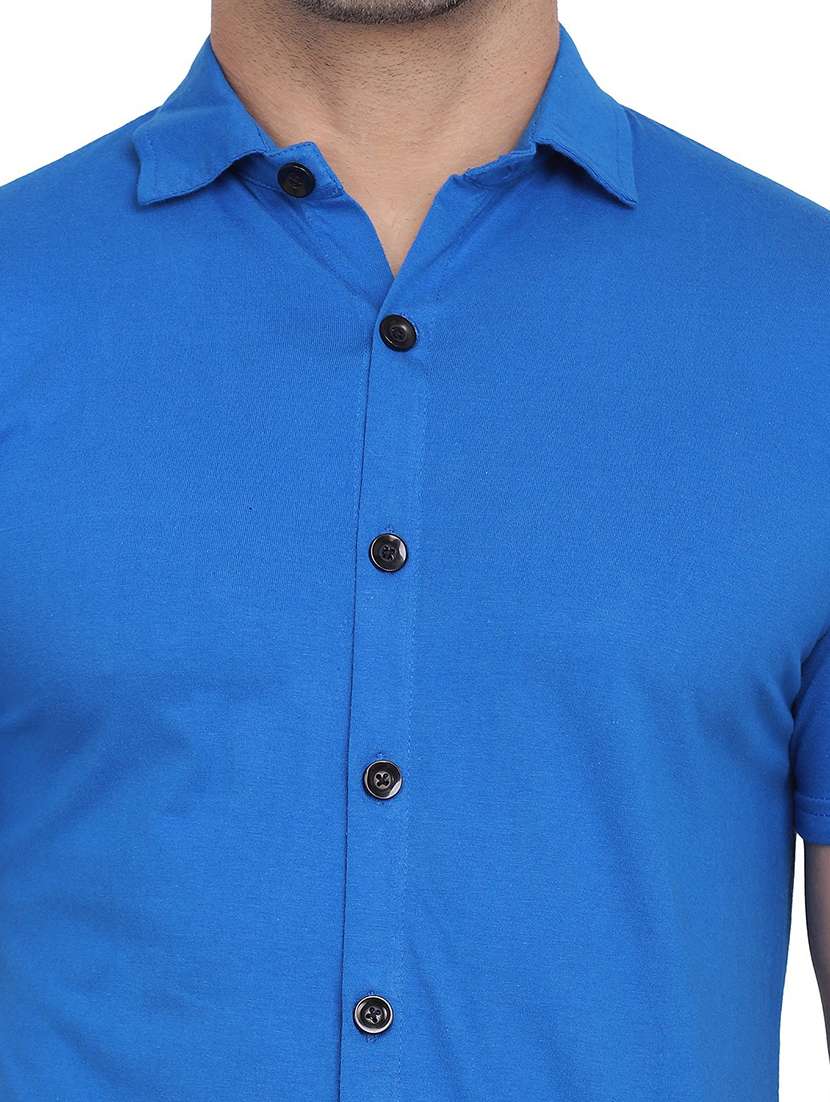 blue cotton blend casual shirt - 20840906 -  Standard Image - 3