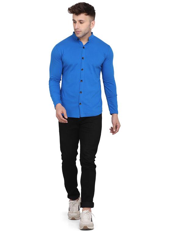 men mandarin neck solid casual shirt - 20840909 - Standard Image - 3