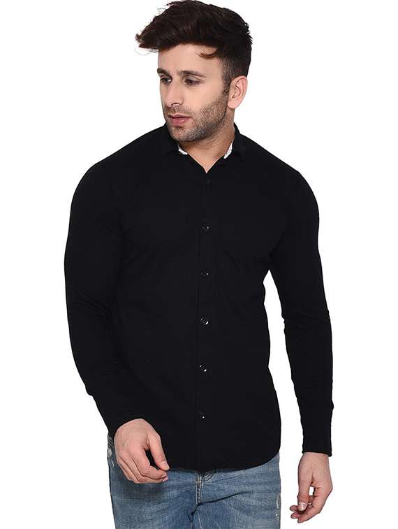 men solid cotton casual shirt