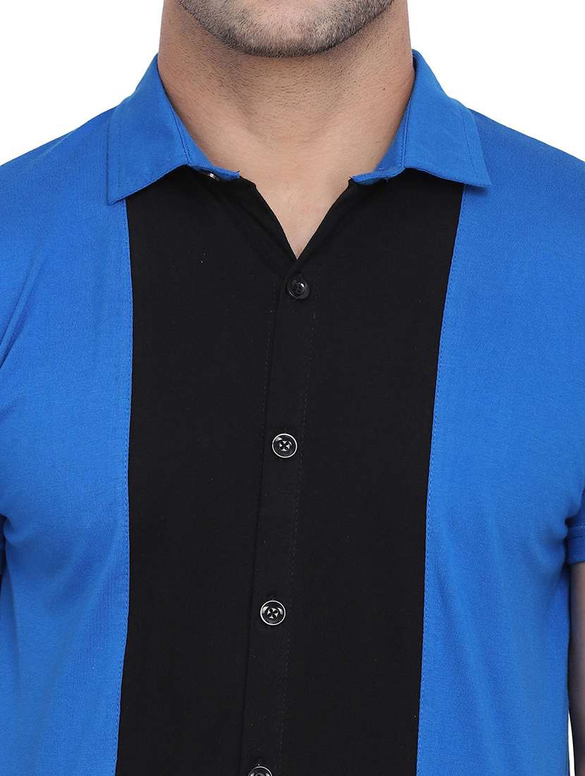 men collared color block casual shirt - 20840938 -  Standard Image - 3