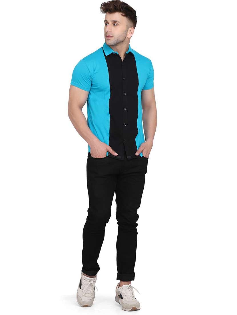 men collared color block casual shirt - 20840940 -  Standard Image - 3