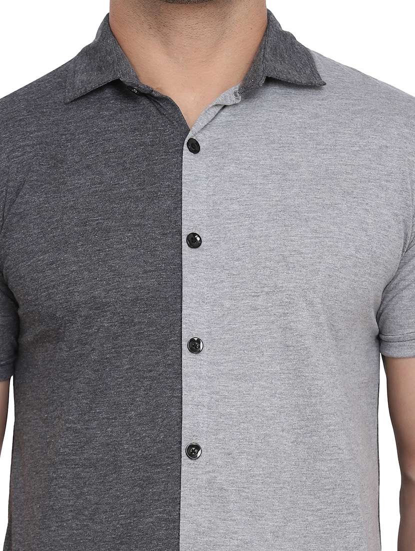 men collared color block casual shirt - 20840943 -  Standard Image - 3