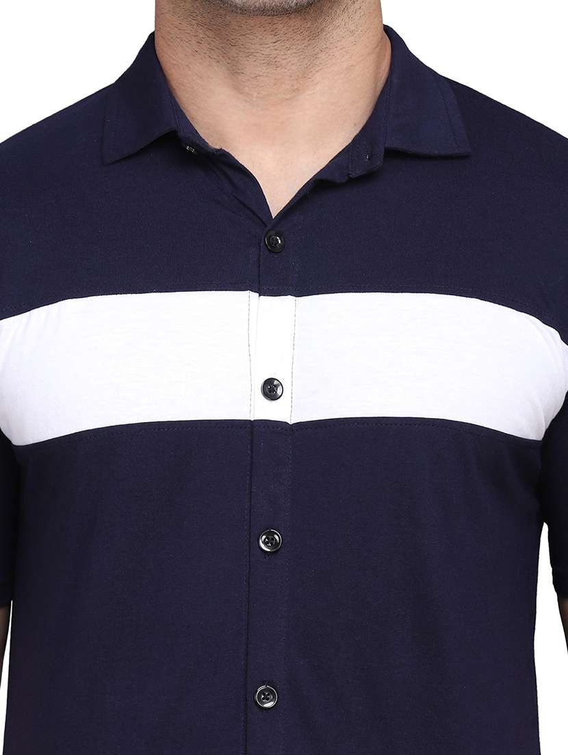 men collared neck color block casual shirt - 20840948 -  Standard Image - 3