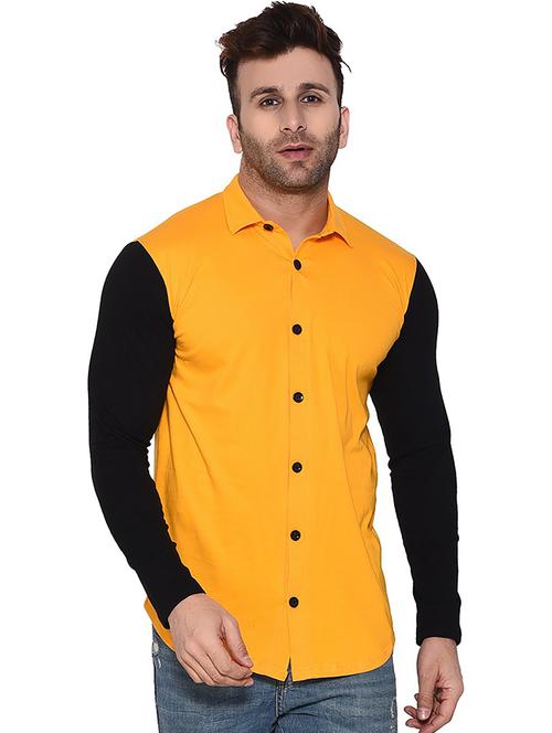 yellow cotton blend casual shirt - 20840980 - Standard Image - 0