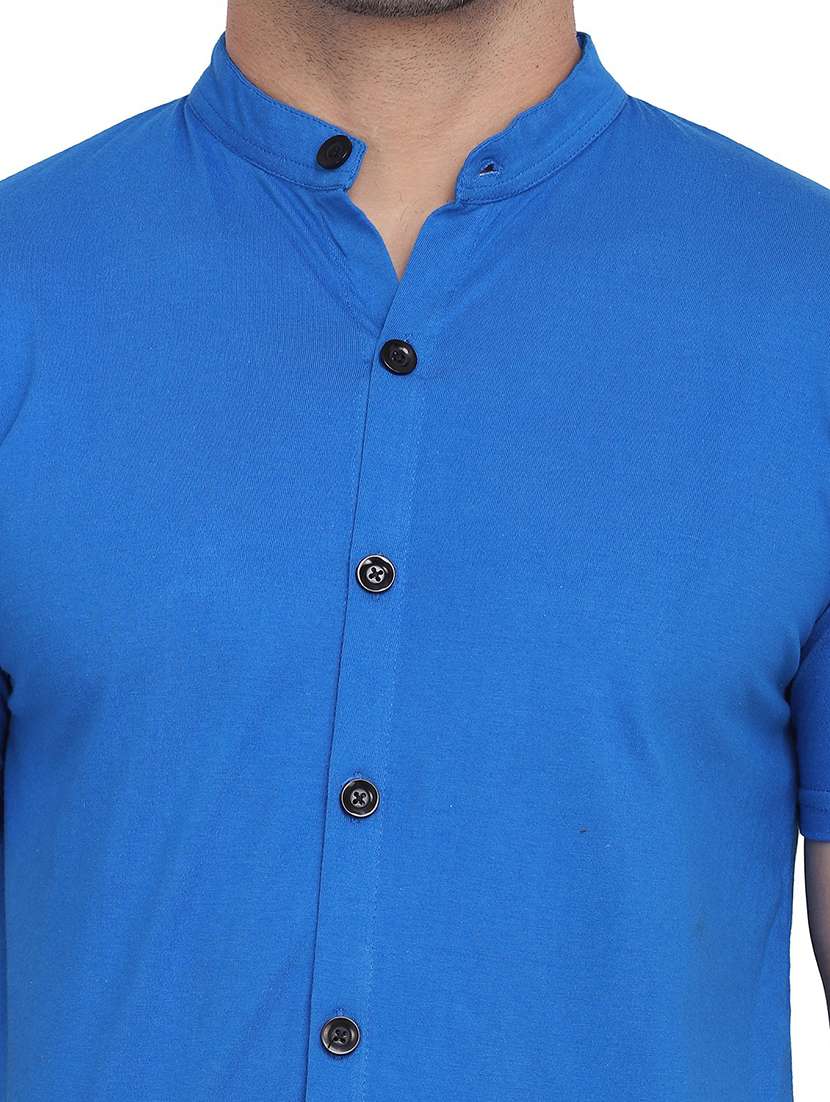 blue cotton blend casual shirt - 20841003 -  Standard Image - 3