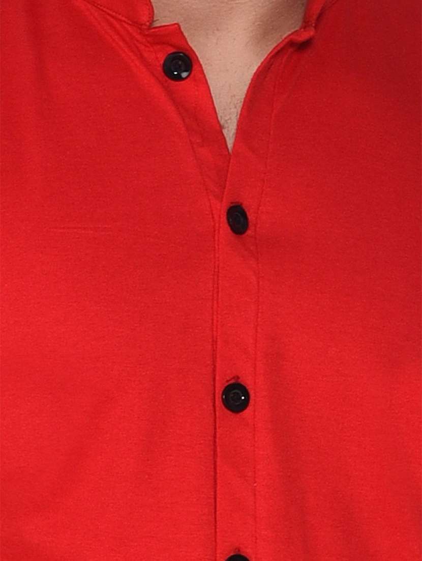 solid red cotton blend casual shirt - 20841004 -  Standard Image - 3