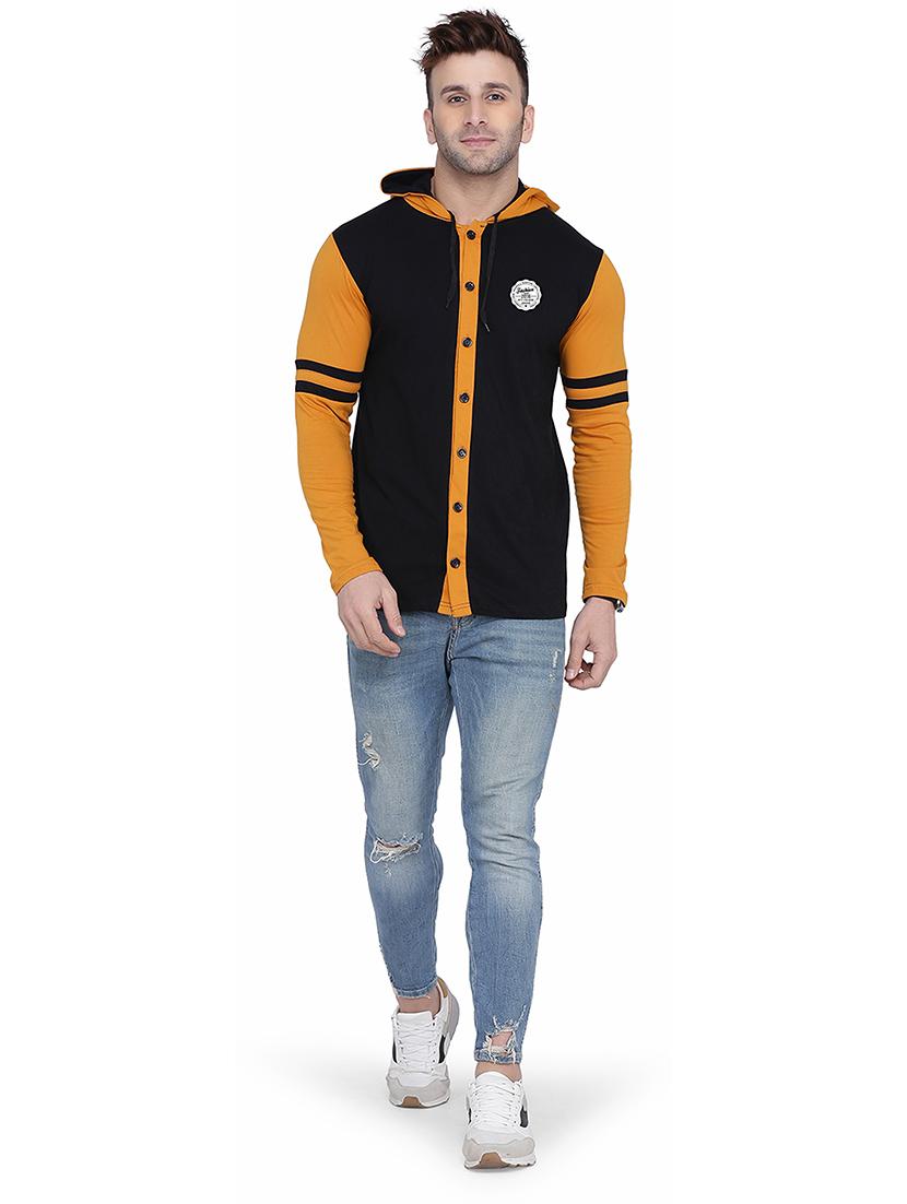 yellow coloublocked detailed hooded shirt - 20841039 - Standard Image - 3