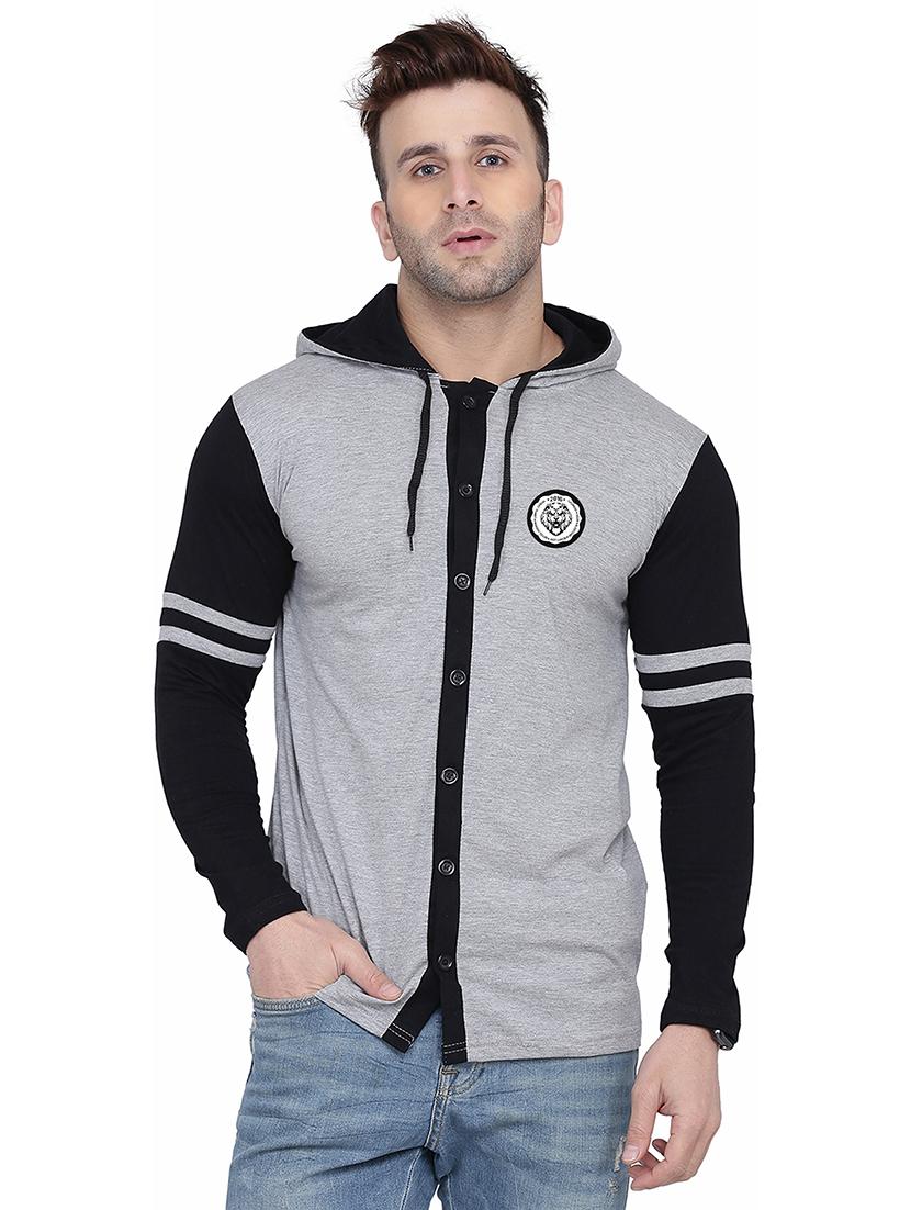 grey cotton blend casual shirt - 20841049 -  Zoom Image - 0