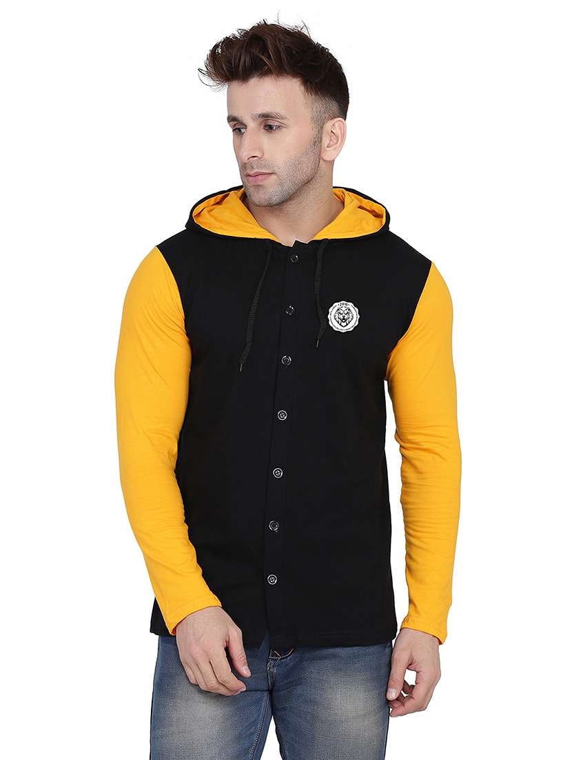 yellow cotton blend casual shirt