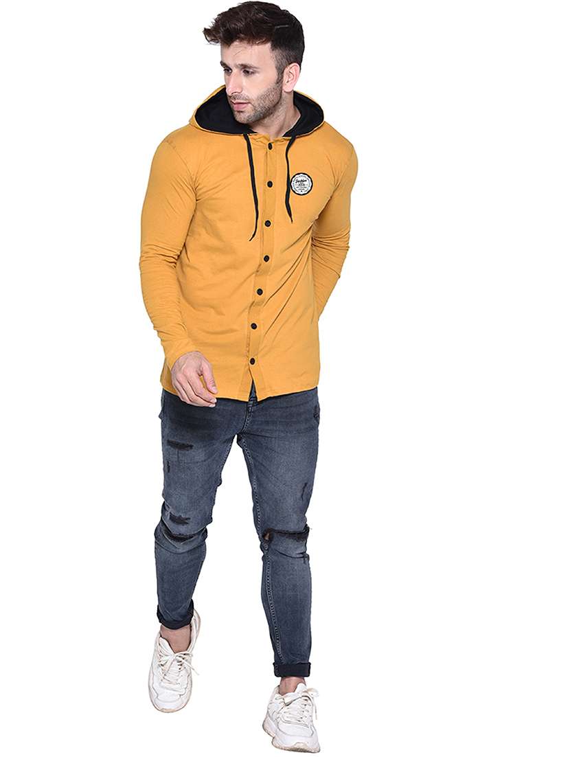 yellow cotton blend casual shirt - 20841104 - Standard Image - 3