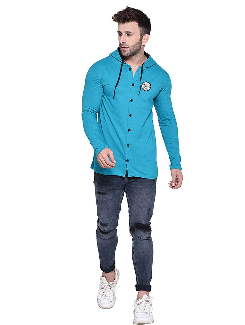 turquoise cotton blend casual shirt - 20841108 -  Standard Image - 3