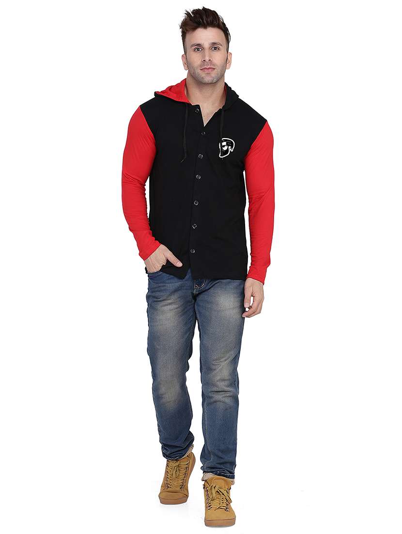 black cotton blend casual shirt - 20841118 -  Standard Image - 3