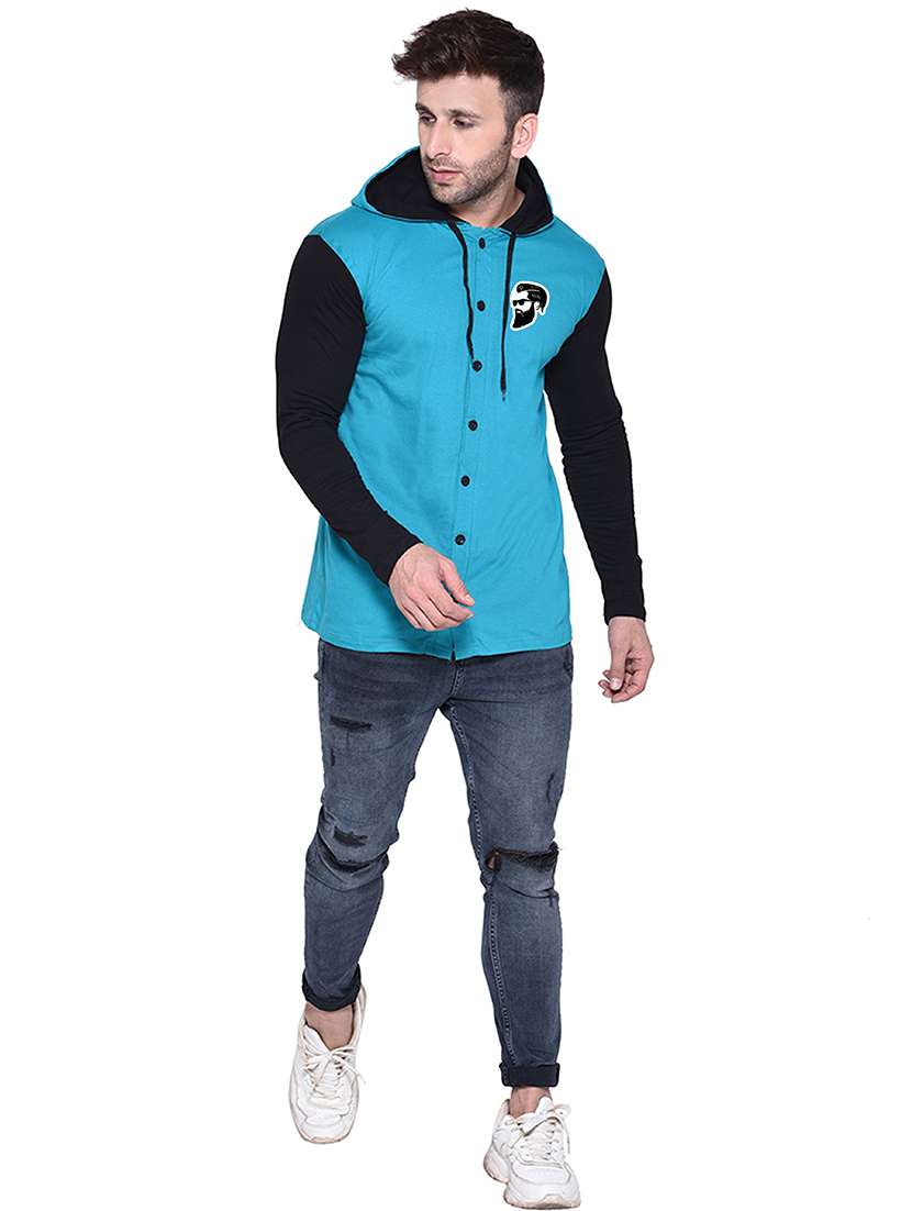 turquoise cotton blend casual shirt - 20841128 -  Standard Image - 3