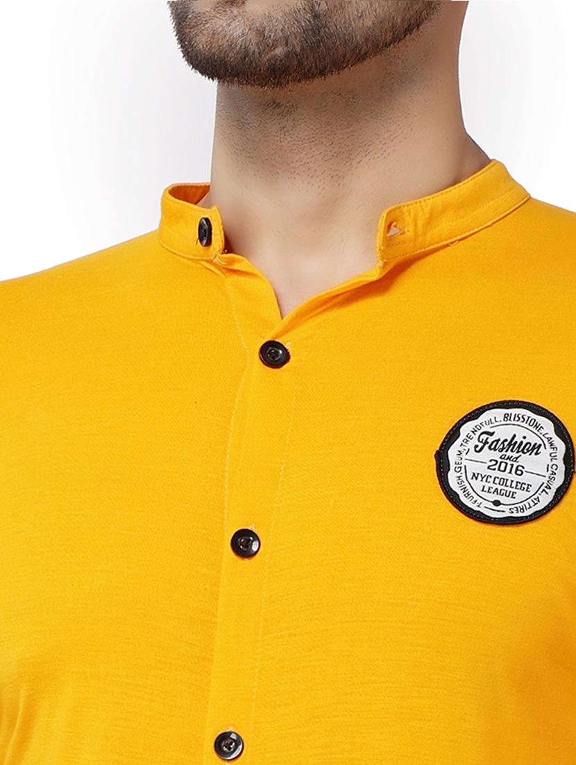 solid yellow cotton blend cotton shirt - 20841162 - Standard Image - 5