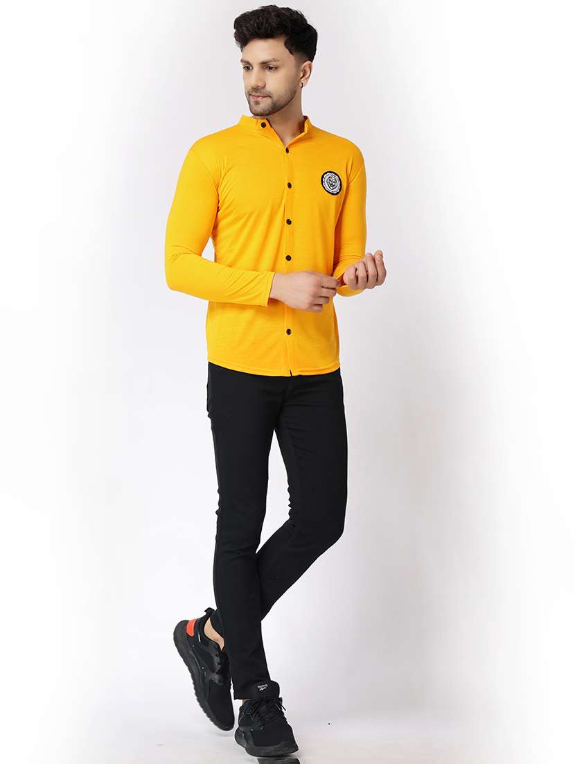 yellow cotton blend casual shirt - 20841168 -  Standard Image - 3