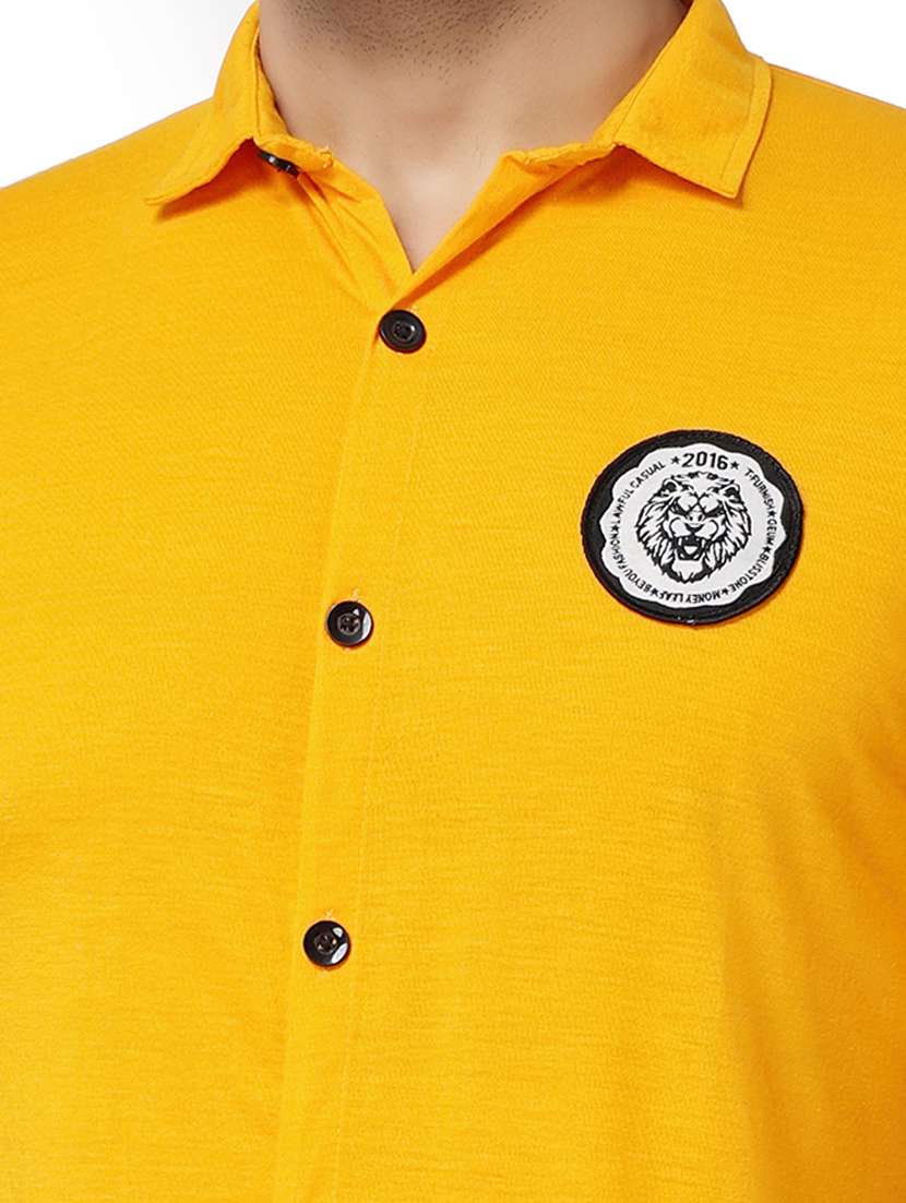 solid yellow cotton blend cotton shirt - 20841171 -  Standard Image - 5