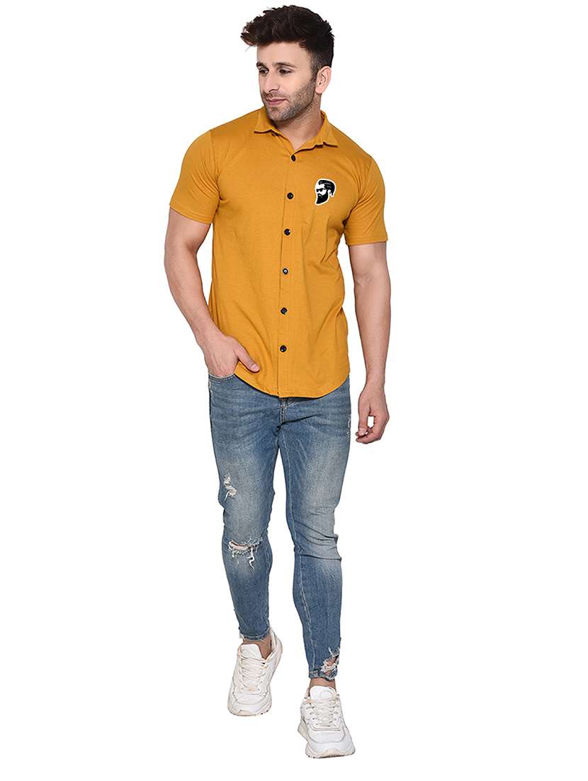 solid yellow cotton blend cotton shirt - 20841220 -  Standard Image - 3