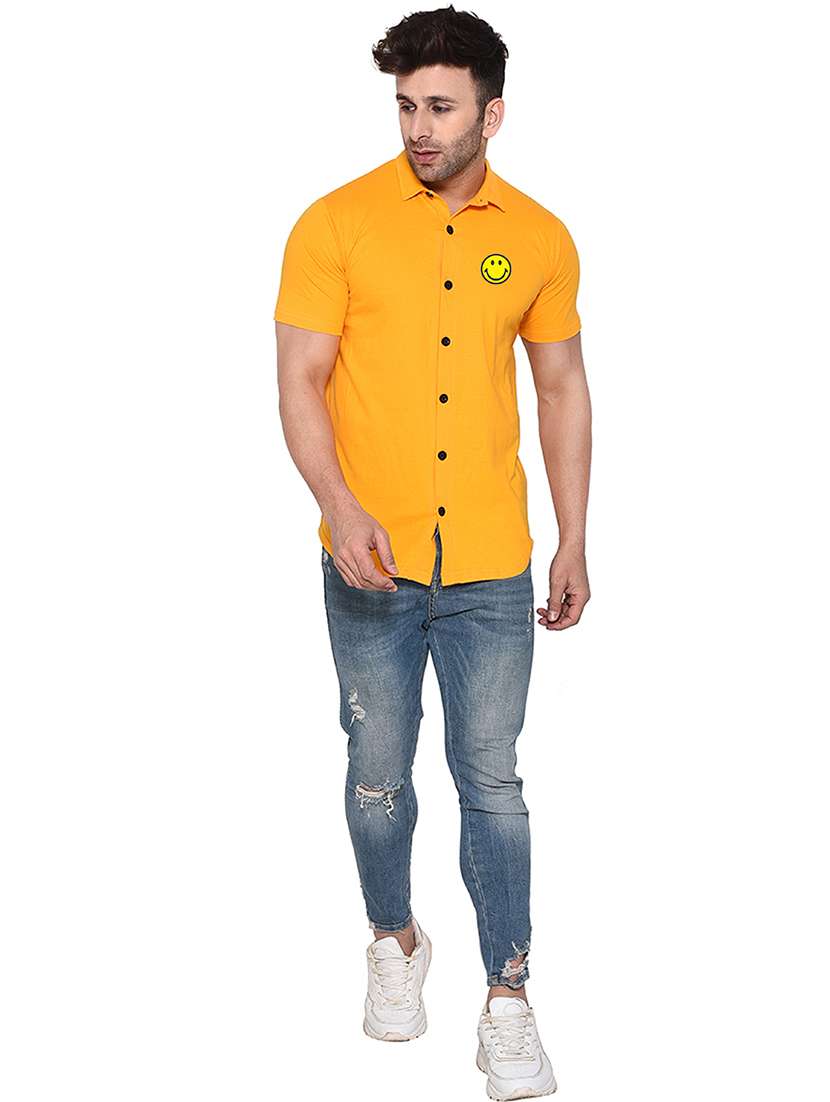solid yellow cotton blend cotton shirt - 20841229 -  Standard Image - 3