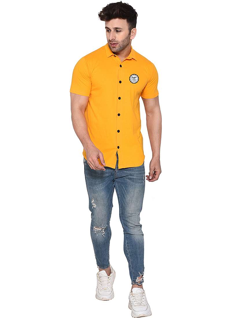 yellow cotton blend casual shirt - 20841230 -  Standard Image - 3