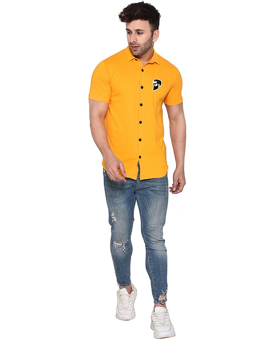 solid yellow cotton blend cotton shirt - 20841234 -  Standard Image - 3