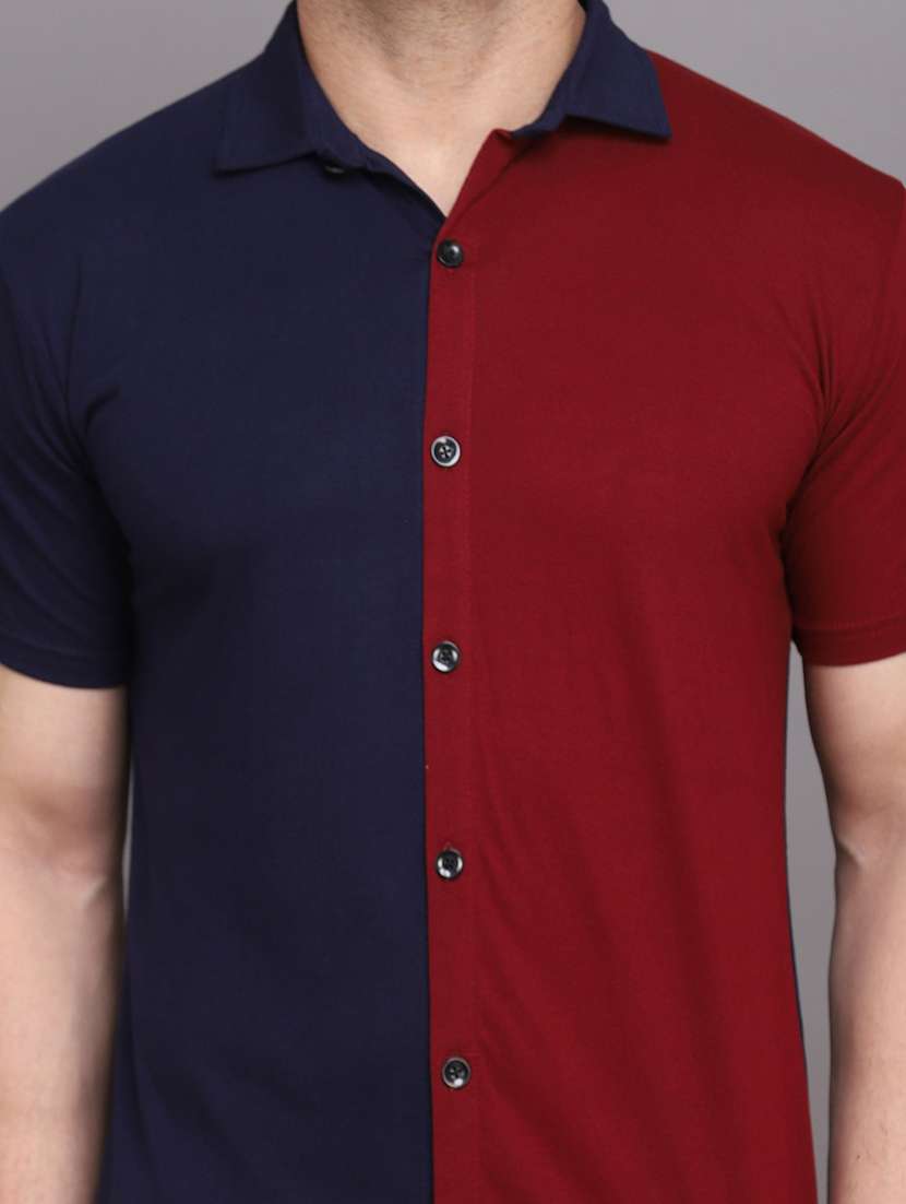 blue & maroon colourblocked casual shirt - 20841260 -  Standard Image - 5