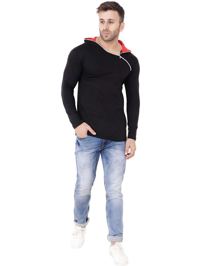 black cotton blend solid t-shirt - 20841279 -  Standard Image - 3