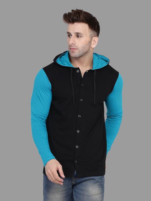hooded neck color block t-shirt - 20841285 - Standard Image - 0