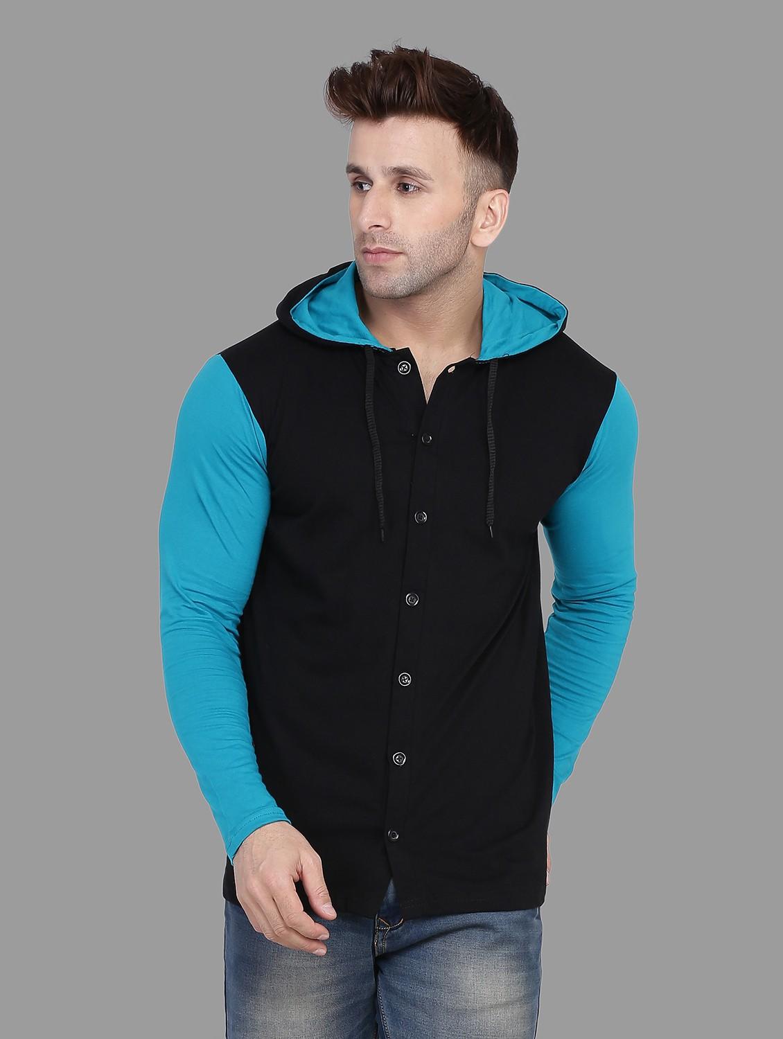 hooded neck color block t-shirt - 20841285 - Zoom Image - 0