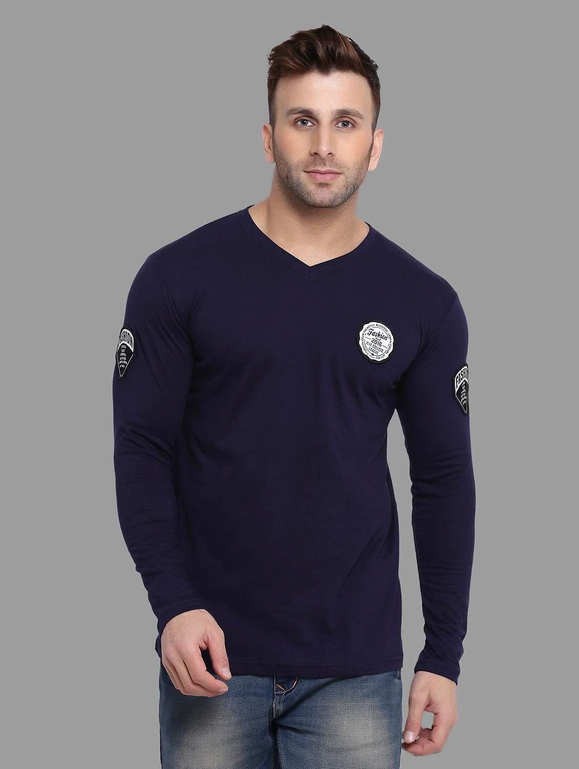 v neck solid t-shirt