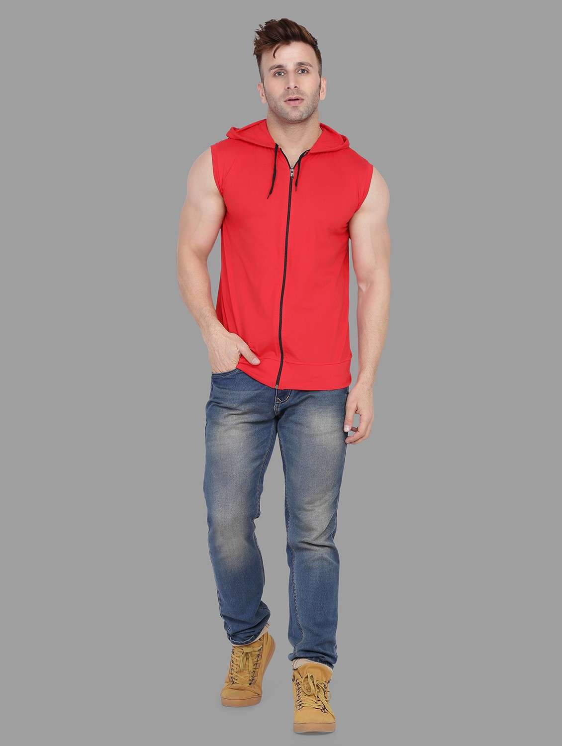 Hooded Neck Zip Up T-shirt - 20841294 -  Standard Image - 3