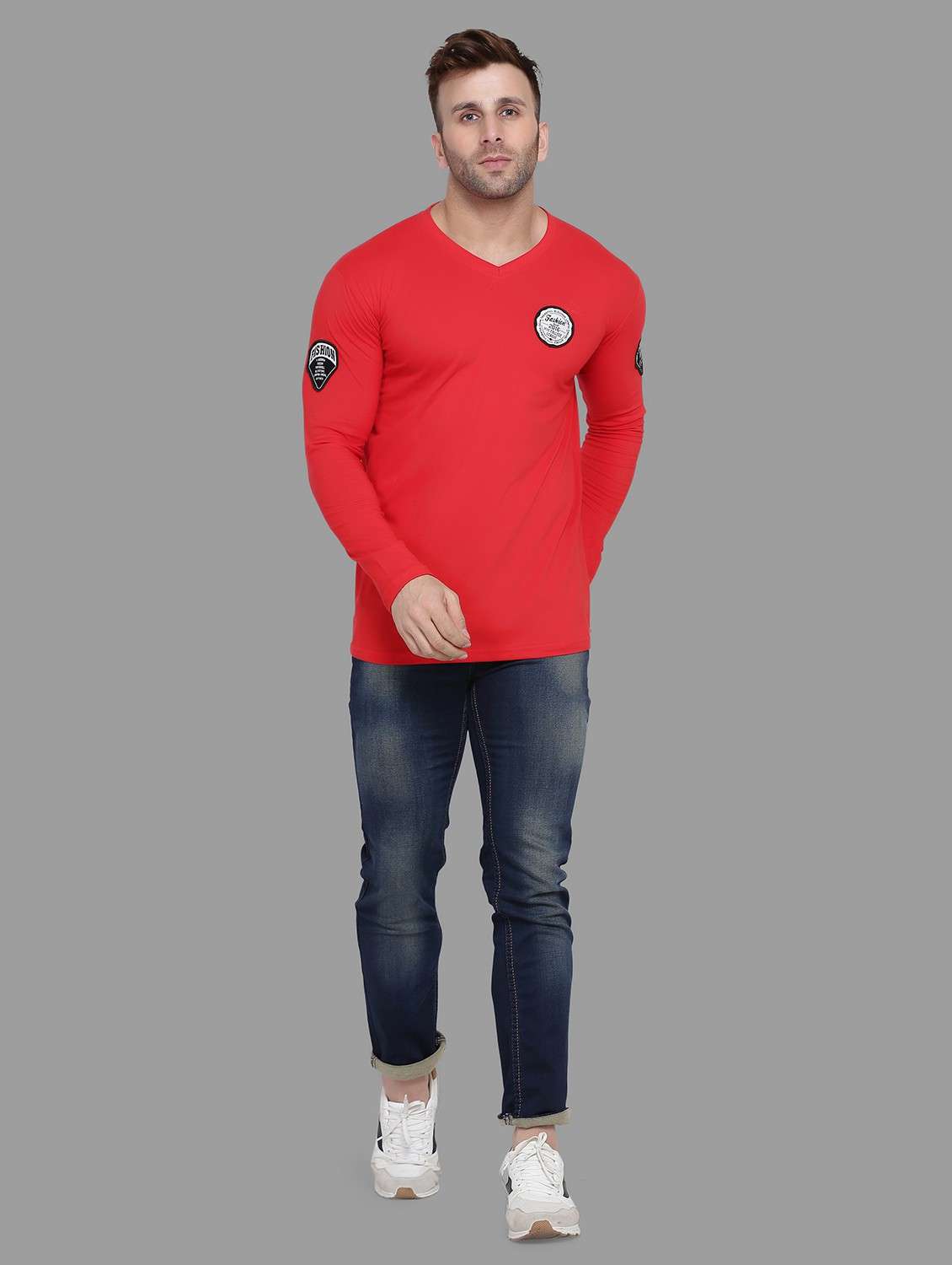 v neck solid t-shirt - 20841300 -  Standard Image - 3