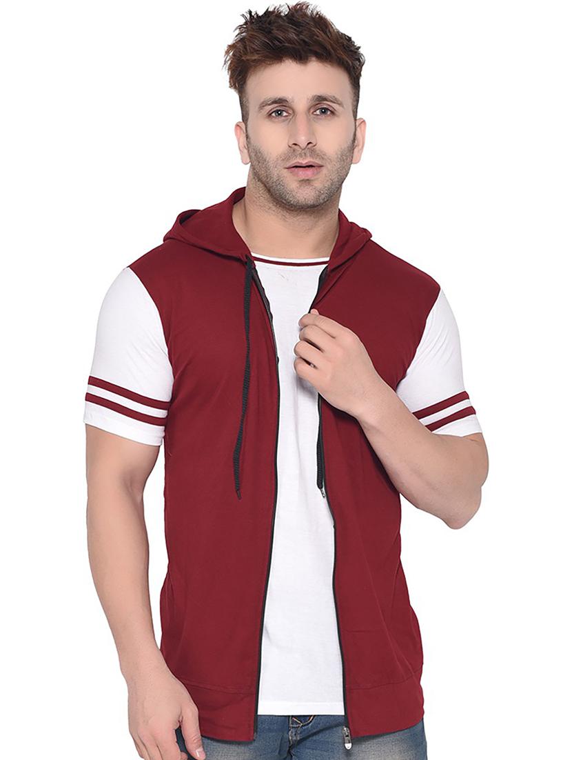 hooded neck color block t-shirt - 20841321 - Zoom Image - 0