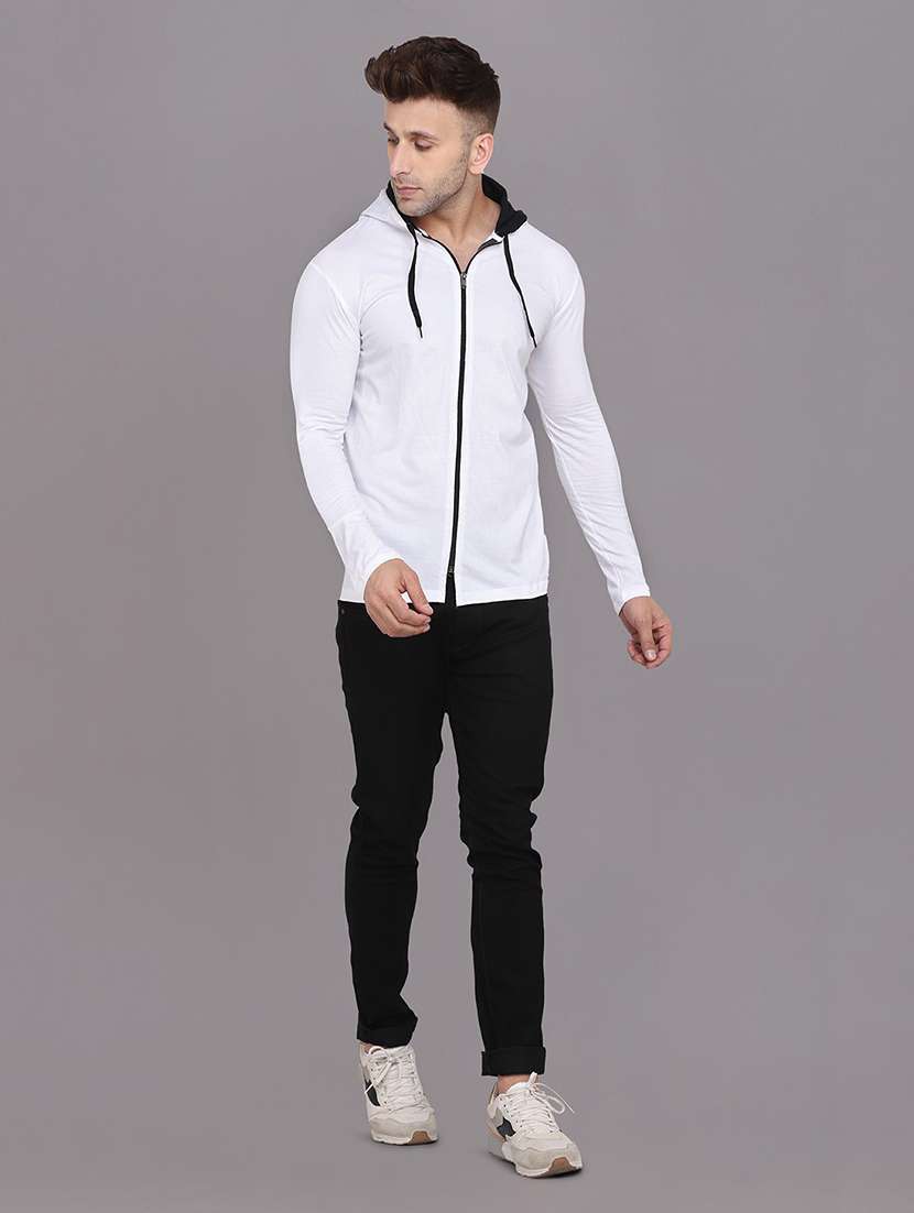 hooded neck solid t-shirt - 20841326 -  Standard Image - 3