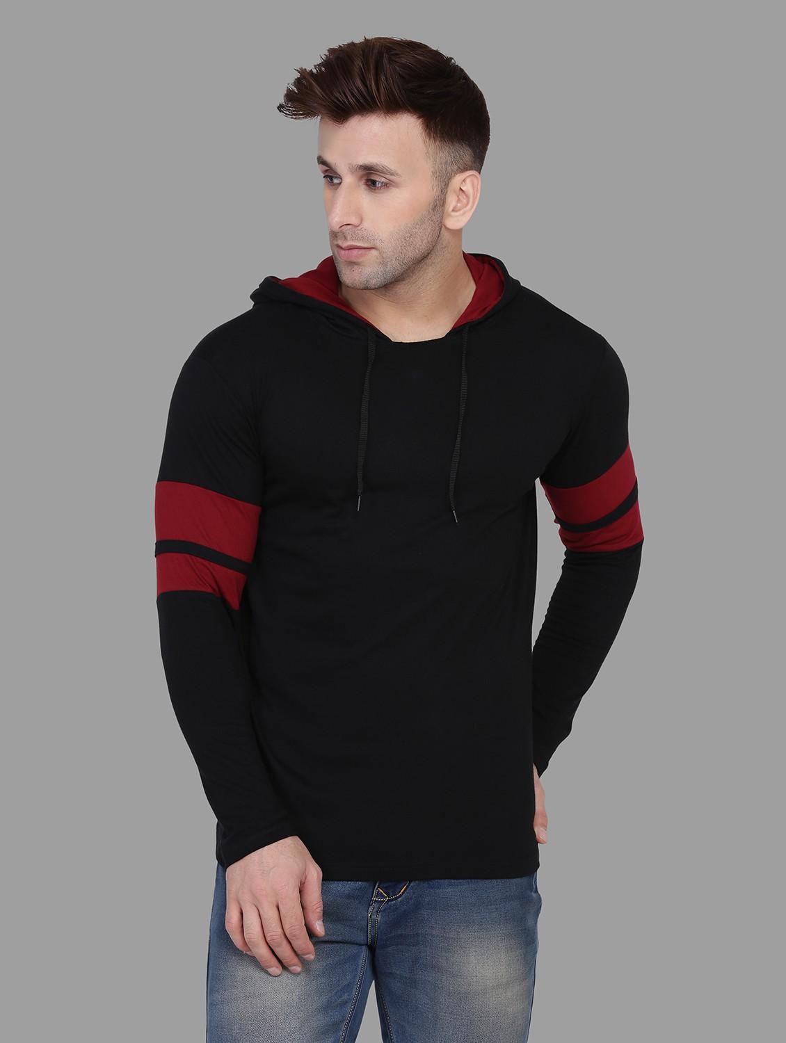 hooded neck color block t-shirt - 20841332 - Zoom Image - 0